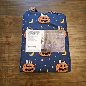 Peanuts Snoopy Halloween Spooky King Sheet Set Navy Blue By Berkshire Blanket Co